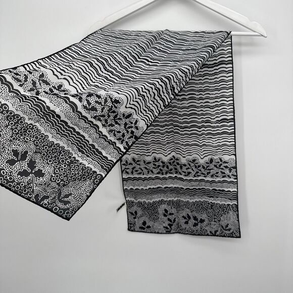 Robinson Golluber Vintage Black Multi Pattern Rectangle Scarf Lightweight Japan - Picture 6 of 6